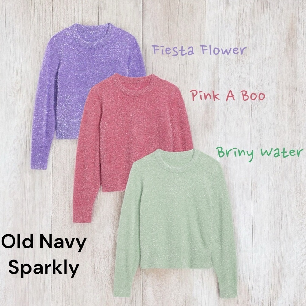 Old Navy NWT Eyelash Shiny Sparkly Pull Over Sweater Size 2X Green,Purple,Pink